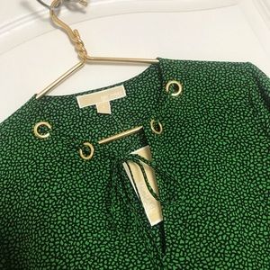 NWT Michael Kors Green & Black Blouse Small